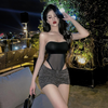 2 Pieces Women Fashion Sexy Summer See-Through Mesh Tube Top Bodysuit