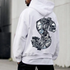 Men Casual Creative $ Skull Weapon Print Hooded Loose Sweatershirt