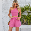 Women'S Fashion One-Shoulder Crop Top + Shorts Two-Piece Set