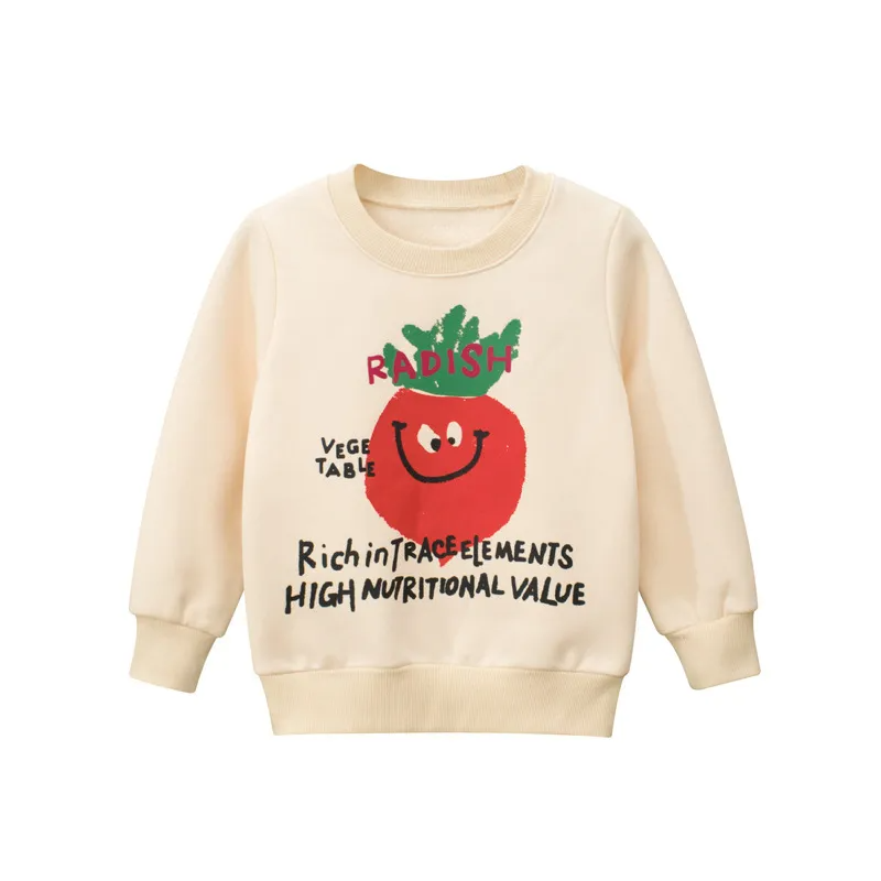 Children Kids Baby Fashion Girls Boys Long Sleeve Tomato Print Fleece Sweatshirt