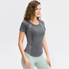 Women'S Tight Round Neck Mesh Mesh Breathable High Elastic Quick Dry Running Fitness T-Shirt
