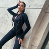 Women Fashion Athleisure Long Sleeve Zipper Tight Sports Jumpsuits