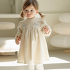 Kids Baby Girls Spring Autumn Fashion Casual Cute Corduroy Embroidery Flower Round Neck Long Sleeve Dress