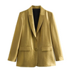 Women Solid Color Single-Breasted Pocket Long Sleeve Blazer Jacket