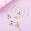 (Buy 1 Get 2) Children Kids Baby Fashion Girls Pearl Cute Alloy Drip Oil Bow Knot Necklace Bracelet Ring Earrings