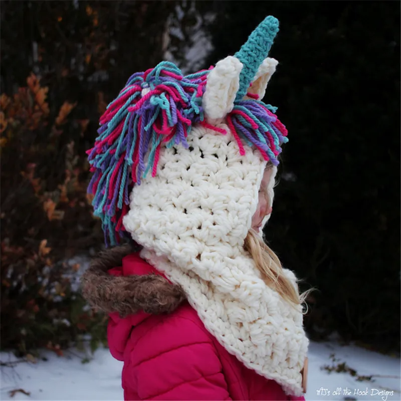 (Buy 1 Get 1) Kids Girls Autumn Winter Fashion Casual Cute Color Cartoon Unicorn Hat