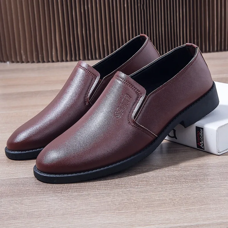 (Buy 1 Get 1) Men Casual Business Office PU Slip On Round-Toe Leather Shoes