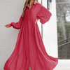 Women Ramadan /Eid Fashion Casual Solid Color Creased Long Sleeve Maxi Dress