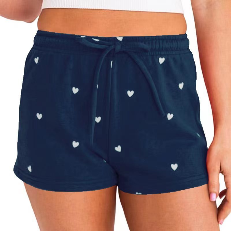 Women'S Fashion Casual Heart Printing Loose High-Waist Shorts