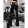 Women Fashion Casual Printed Gothic Style Wide-Leg Flared Pants