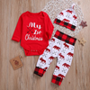 Kids Baby Girls Boys Autumn Winter Fashion Casual Christmas Cotton Letters Christmas Deer Round Neck Long Sleeve Pants Set