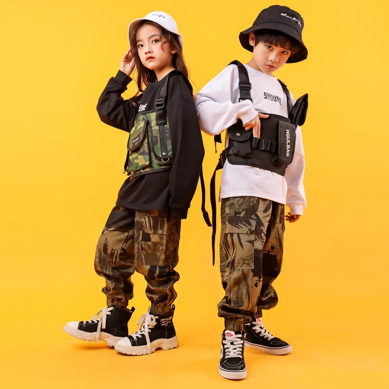 Kids Casual Hip-Hop Camouflage Pocket Design Pants