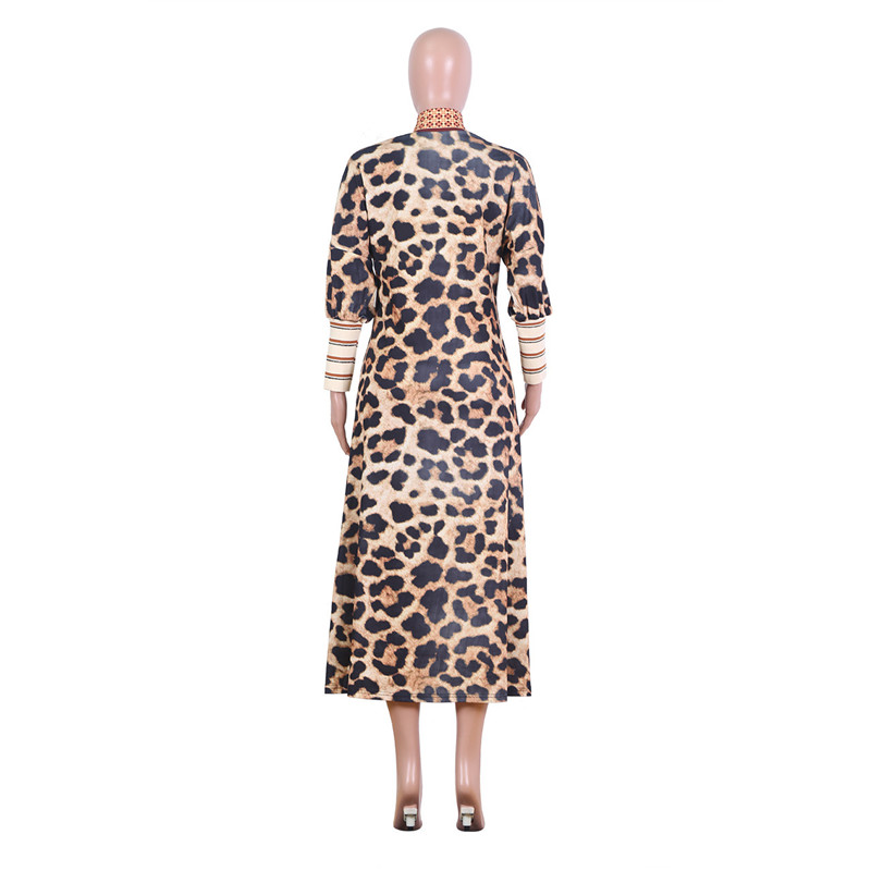 Women Fashion Leopard Print Long Sleeve Cardigan Coat