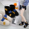 Women Fashion Color Block Thick Warm Round Toe Flat Snow Boots