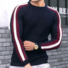 Men Autumn Winter Fashion Casual Simple Color Matching Round Neck Long Sleeve Knitted Shirt