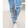 Women'S Fashion Casual Bandage High-Waist Elastic Waist Slim Jeans