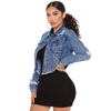 Women Personality Ripped Tassel Short Retro Long Sleeve Denim Jacket