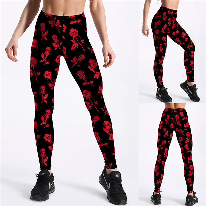 Women Halloween Fashion Cartoon Print Breathable Leggings