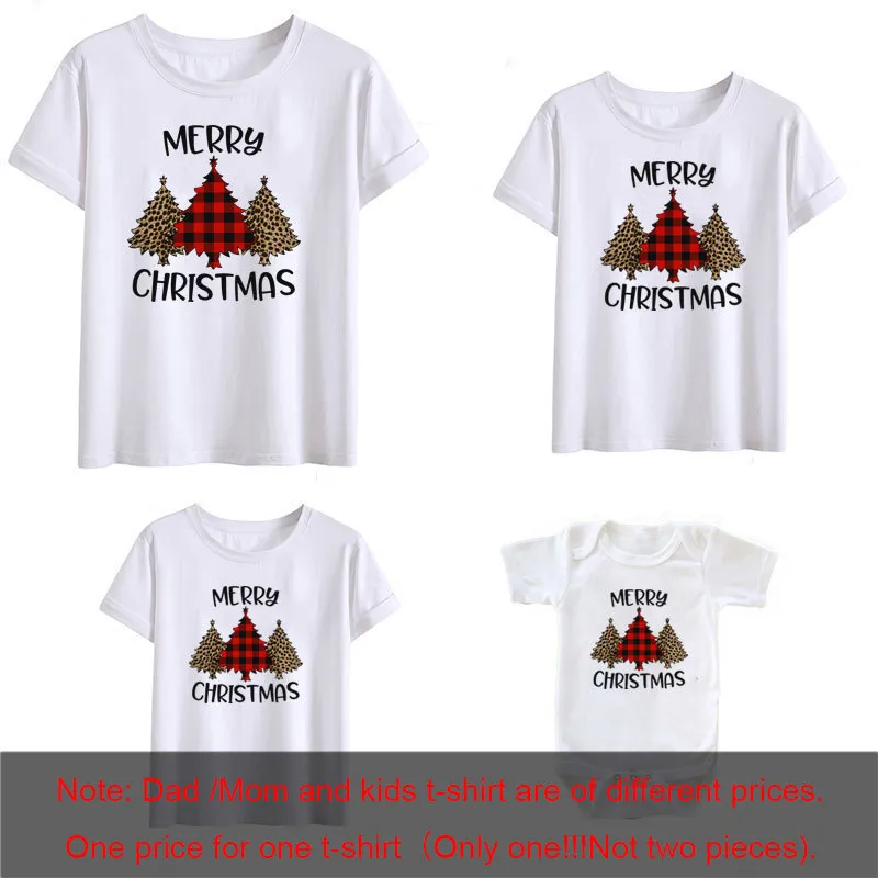 Christmas Cartoon Fashion Letter Elk Print Round Neck Short Sleeve Parent-Child T-Shirt