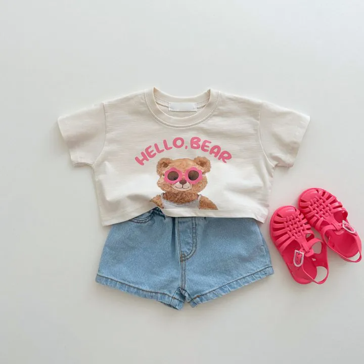 Children Kids Baby Fashion Boys Girls Casual Short Sleeve Cartoon Bear Print T-Shirt