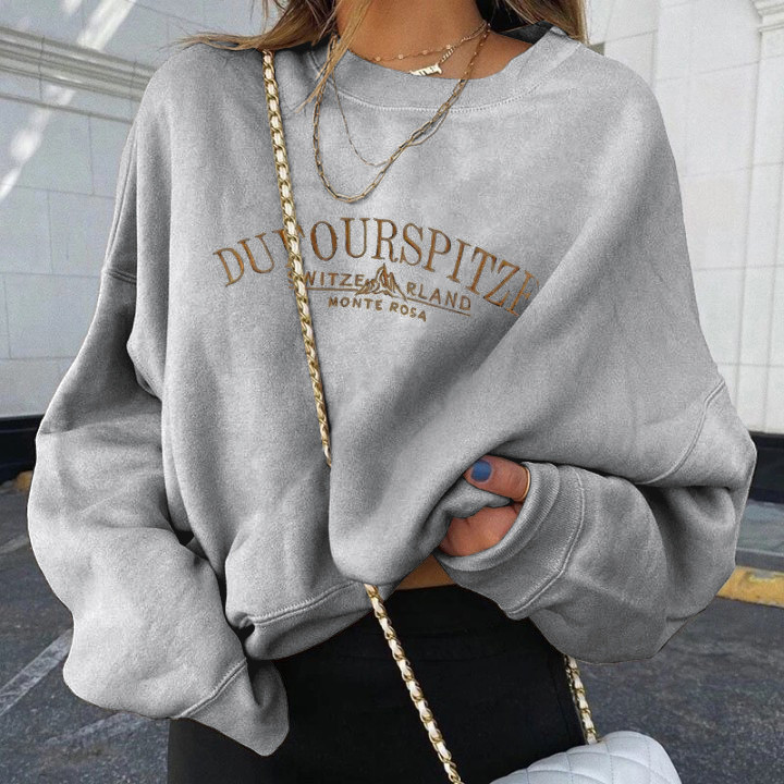 Women Long-Sleeved Autumn Winter Loose Letter Sweatshirt