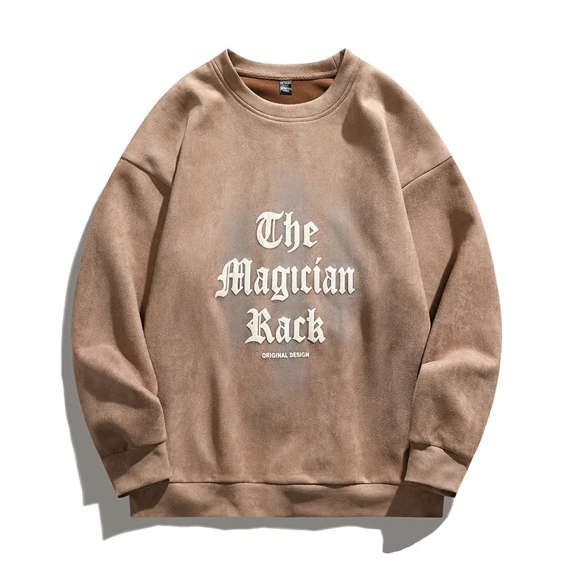 Men Fashion Round Neck Long Sleeve Letter Printing Loose Sweatshirt