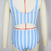 Girls Fashion Striped Cropped One-Piece Swimsuit