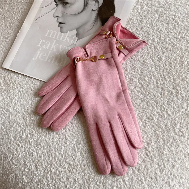 (Buy 1 Get 1) Women Fashion Suede Warm Fingerless Touch Screen Gloves