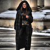 Winter Women Fashion Imitation Fur Hooded Plush Long Coat