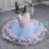 Kids Toddler Big Girls Fashion Party Cute Sweet Floral Flounced Pleated Sleeveless Mesh Party Tutu Dress