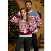 Fashion Winter Couple Men Women Christmas Round Neck Elk Jacquard Long Sleeve Knitted Sweater