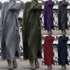 Autumn Winter Loose Plus Size Knitted Lace Long Sleeve Pocket Solid Color Casual Maxi Dress