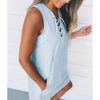 Women'S Fashion Casual Lace-Up V Neck Bandage Sleeveless Denim Dress