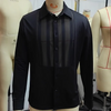 Men'S Casual Solid Color Sexy See-Through Stripe Stitching Long-Sleeved Shirt