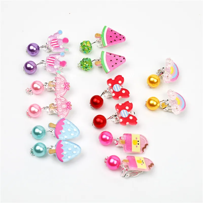 (Buy 1 Get 1) Children Kids Baby Fashion Girls Cartoon Acrylic Earrings Ear Clips