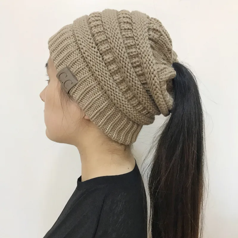 (Buy 1 Get 1) Women Winter Stretch Knitted Ponytail Hats