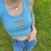 Fashion Blue Sexy Slim Cropped Sleeveless Letter Print Women'S Top Tank