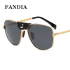 Men Fashion Round Metal Frame With Leather Sunglasses