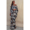 Women'S Fashion Boho Casual Fan Printed Batwing Sleeve Maxi Dress