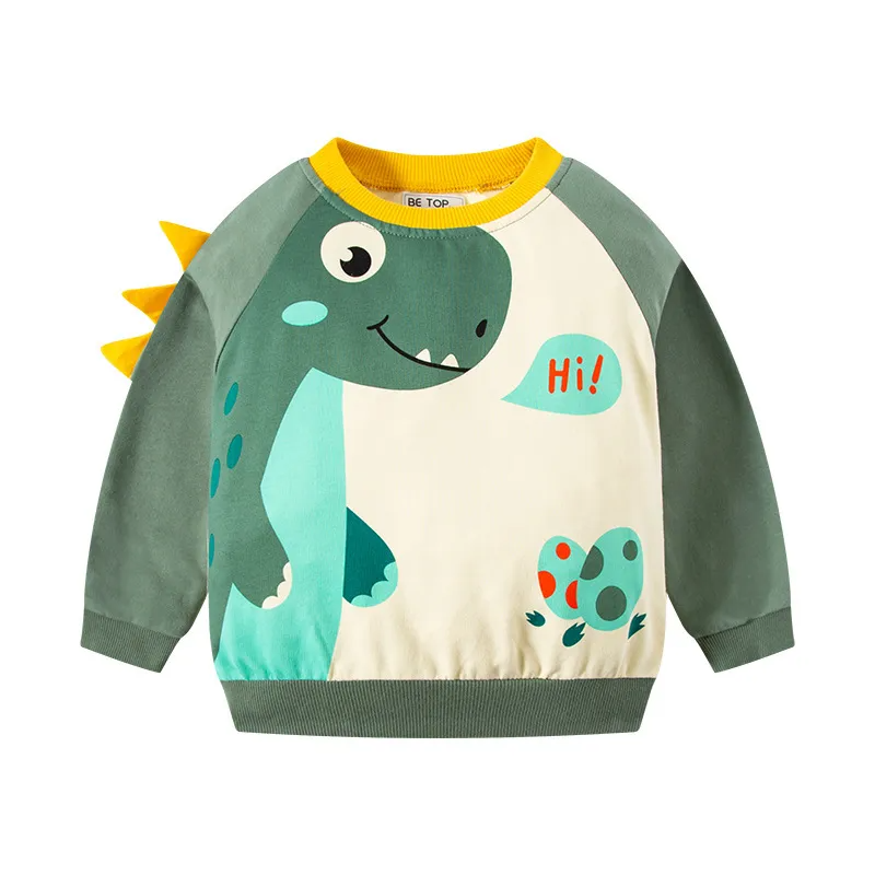 Children Kids Teen Fashion Boys Casual Long Sleeve Cartoon Dinosaurs Print Sweatshirt Top