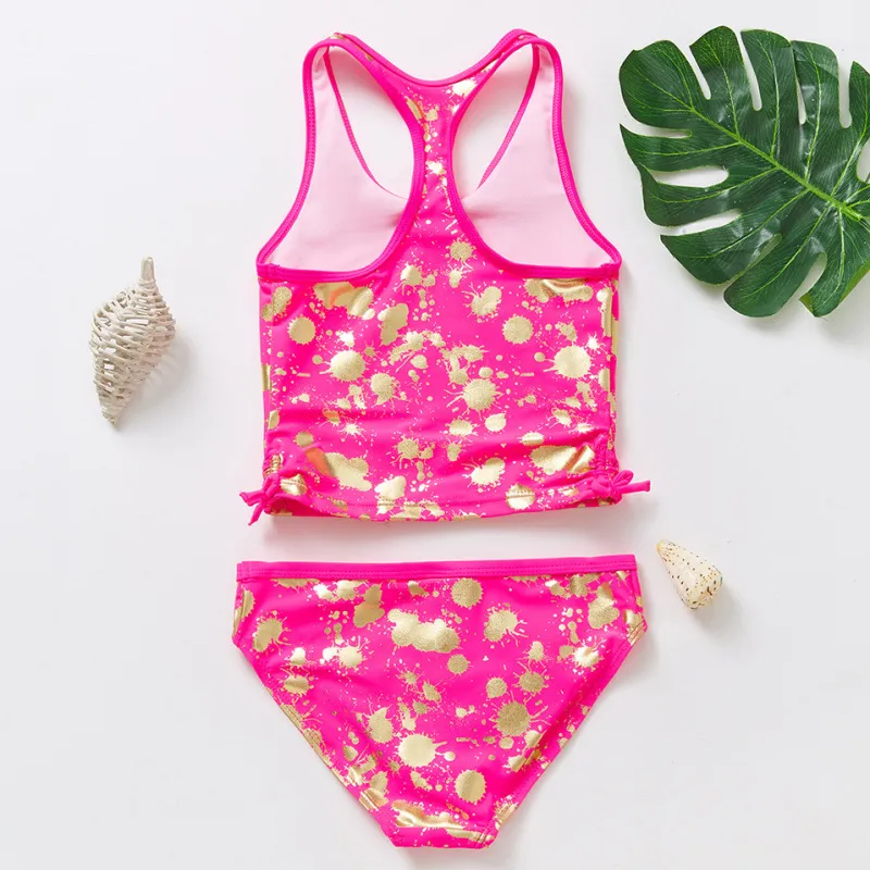 Children Kids Baby Fashion Girls Bronzing Print Swimsuit