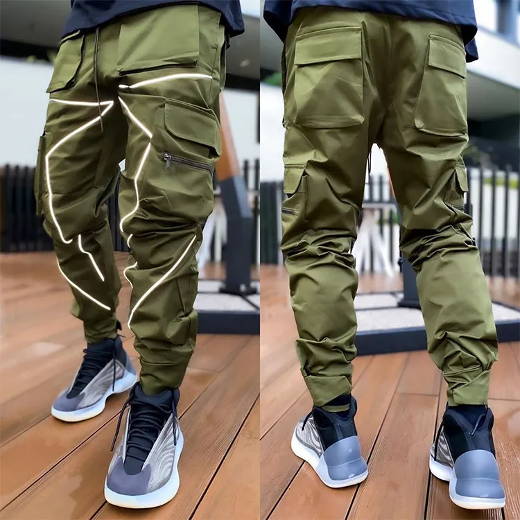 Men Fashion Casual Solid Color Cargo Straight Pants