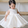 Kids Toddler Girls Fashion Party Cute Sweet Solid Color Bow Pleated Sleeveless Mesh Party Tutu Dress