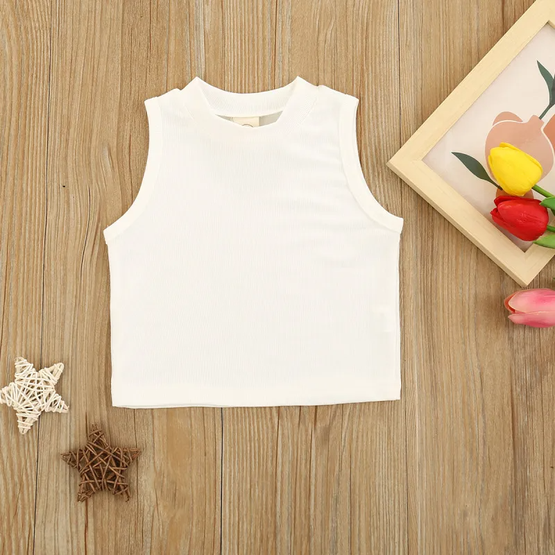 Children Kids Baby Fashion Girls Solid Color Sleeveless Vest