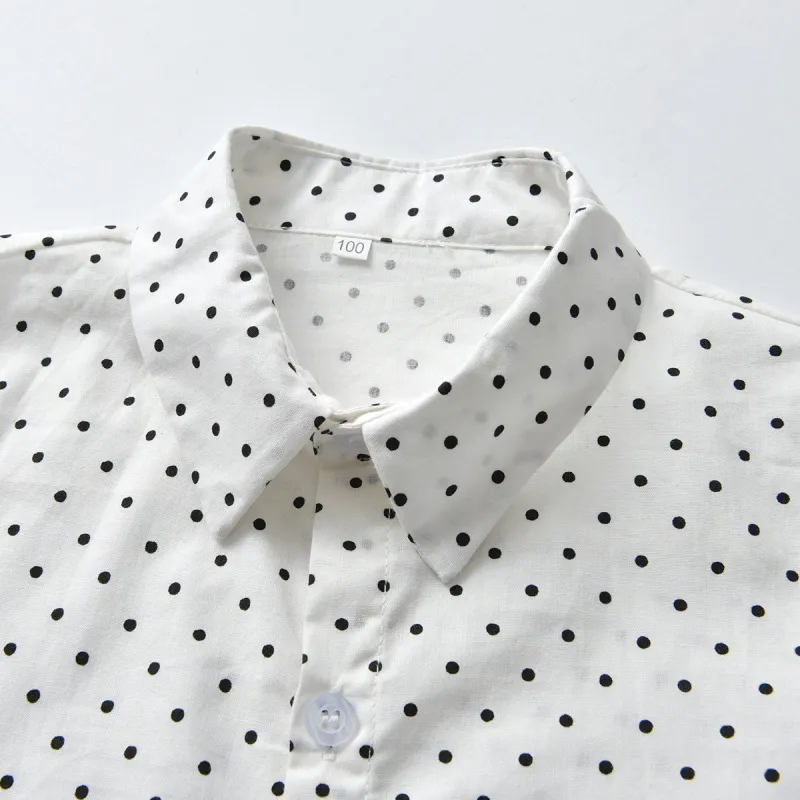 Children Kids Toddlers Fashion Boys Polka Dot Lapel Long Sleeve Shirt