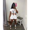 Women'S Fashion Summer Street Style Short-Sleeved Zipper Top Shorts Two-Piece Set