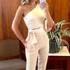 Women Fashion Sexy One-Shoulder Top Pants Two-Piece Set