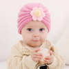 Kids Simple Solid Color Big Flower Warm Woolen Knitted Pullover Hat