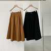 Fashion Casual One-Button High-Waist Solid Color Midi Skirt