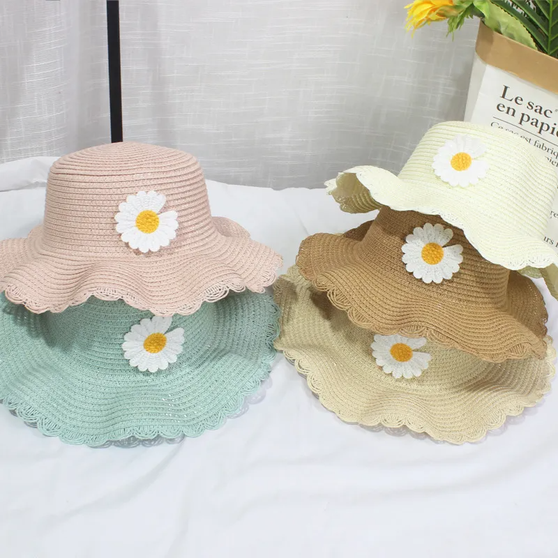 Kids Fashion Small Daisy Straw Bucket Hat + Messenger Bag Set